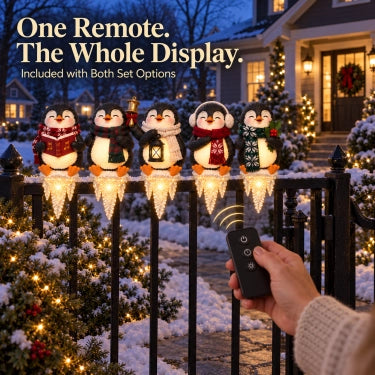 Lighted Penguin Icicle Window Ledge Set image 27