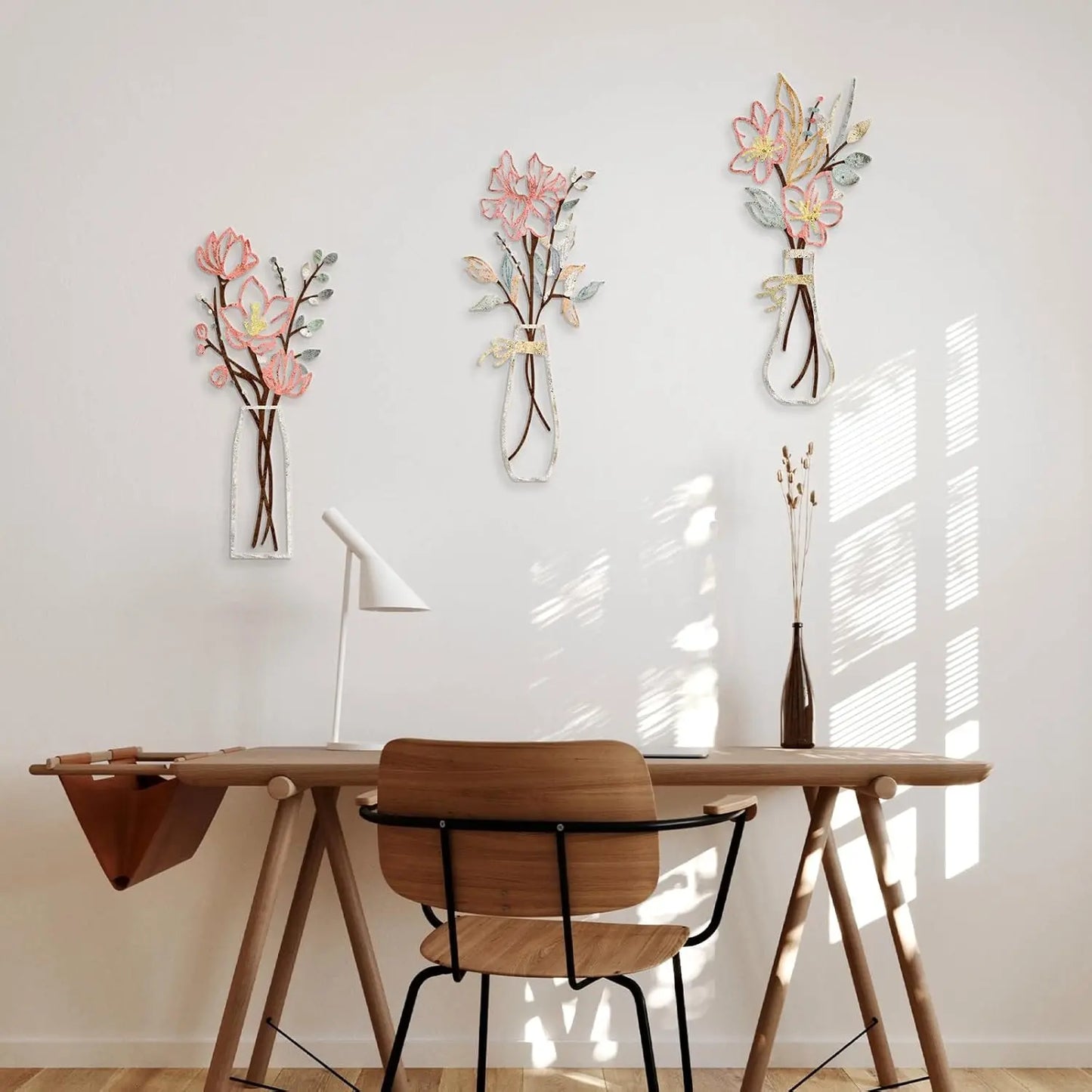 🌸3 Pcs Metal Flowers Wall Art