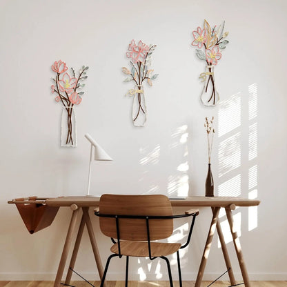 🌸3 Pcs Metal Flowers Wall Art
