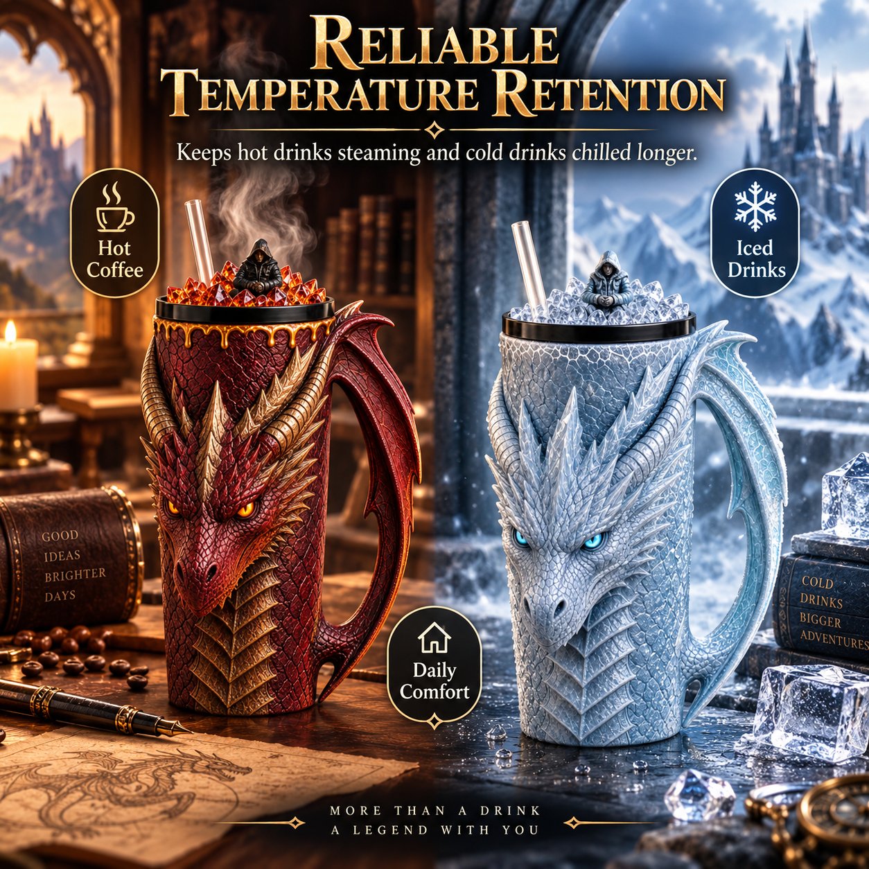 🐉 Unleash the Mythic Flame:Dragon‑Scale Insulated Tumbler | Fantasy Collectible Drink Cup For Hot & Cold Drinks