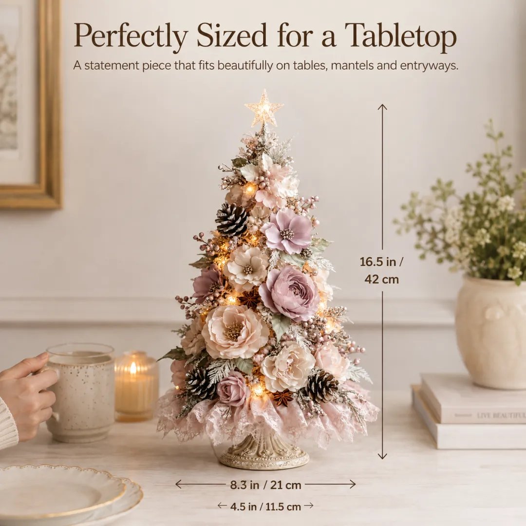 Blush Bloom Pre-Lit Floral Christmas Tree