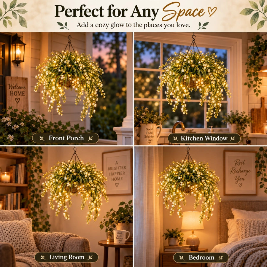 ✨ Blooming Fairy Light Hanging Basket