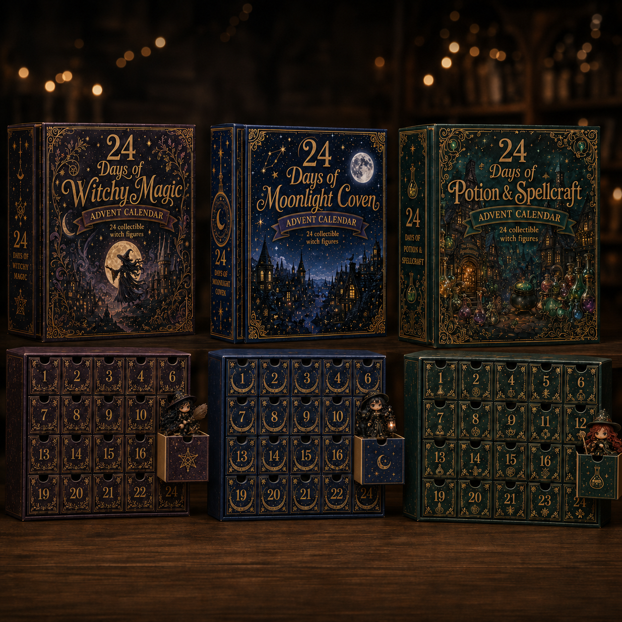 ⏰Limited Stock 49% OFF🔥 2026 The Five Covens Witch Advent Calendar – 24 Collectible Witches, 4 Magical Coven Styles