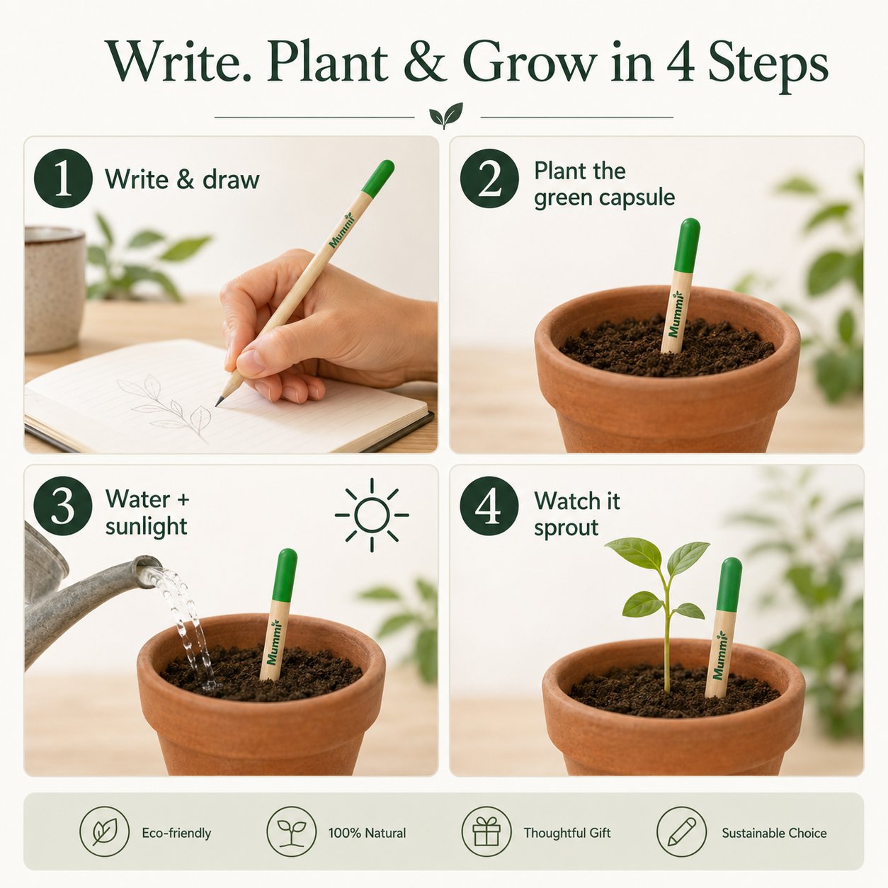 Plantable Green Seed Pencil — Write, Plant & Grow