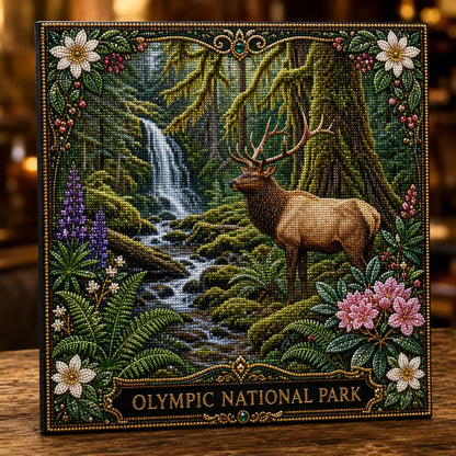 🏔️🌲 Premium 3D Pearl National Parks Wall Art Kit | Luxury Flocked Canvas with Scratch-Resistant Non-Fading Pearl Beads DIY Nature Decor ✨