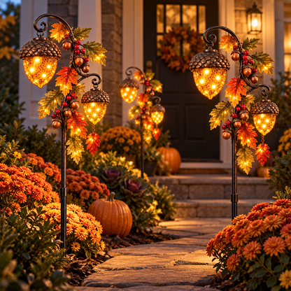 🔥 Last Day 49% OFF-🍁 Autumn Acorn Glow™ – Solar Double Acorn Garden Stake Light🎁