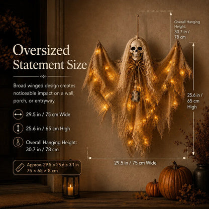 Lighted Winged Skeleton Ghost Halloween Décor