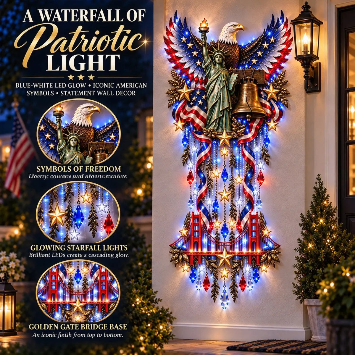 🦅 American Pride LED Waterfall Wall Decor