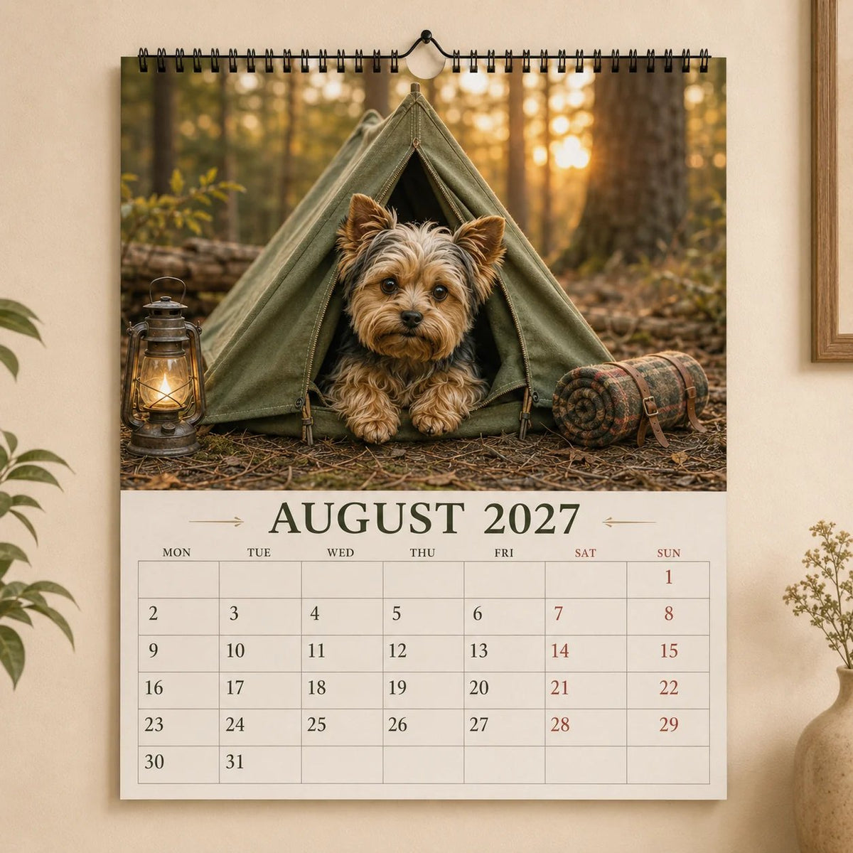 2027 Funny Yorkshire Terrier Wall Calendar | A4 Hanging Calendar