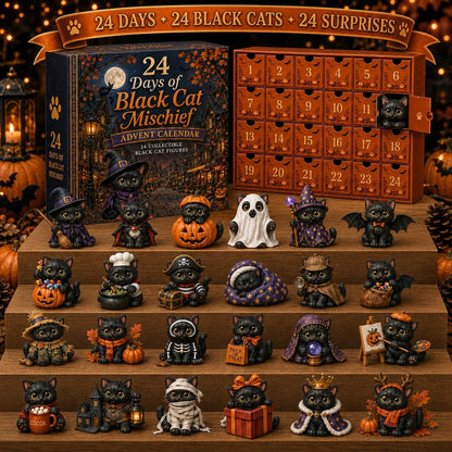 🐈‍⬛ 24 Days Of Black Cat Mischief Advent Calendar | 24 Unique Halloween Cat Collectibles with Witch, Vampire, Ghost, Pumpkin & More 🎃