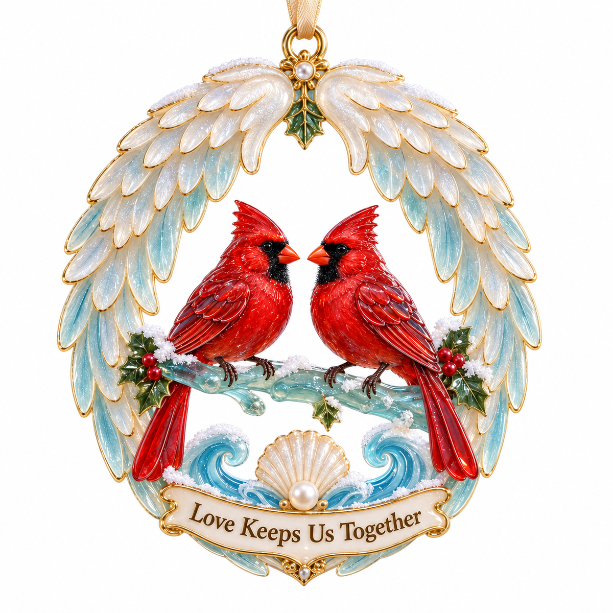 Cardinal & Angel Wing Memorial Ornaments