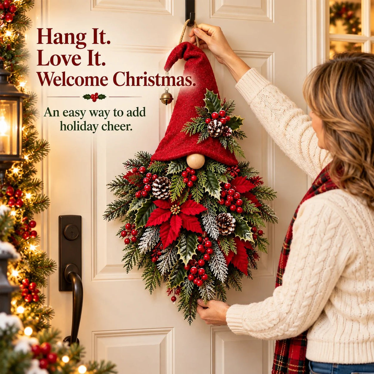 🎄🧙‍♂️ Christmas Evergreen Gnome Door Hanger