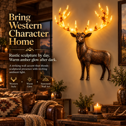 💥 Hot-Selling Half-Price Deal ✨ Light-Up Longhorn Wall Sculpture, Rustic Western-Style LED Wall Decor🎁
