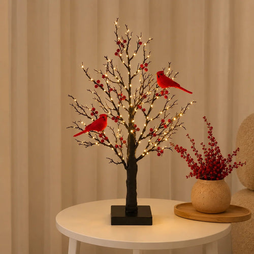 🎉✨ 2026 Vintage Glowing Cardinal Tree