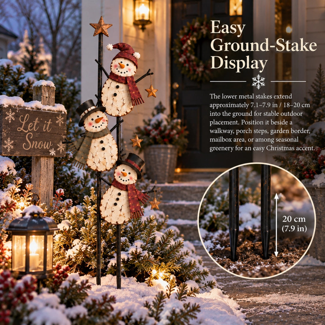 Snowman garden stake installation