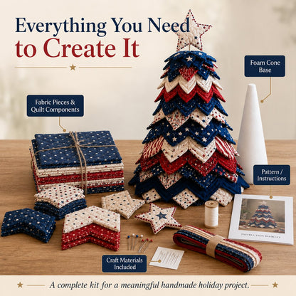 🇺🇸🎄❤️Americana Christmas Tree Quilt Kit | Create a Patriotic Holiday Masterpiece