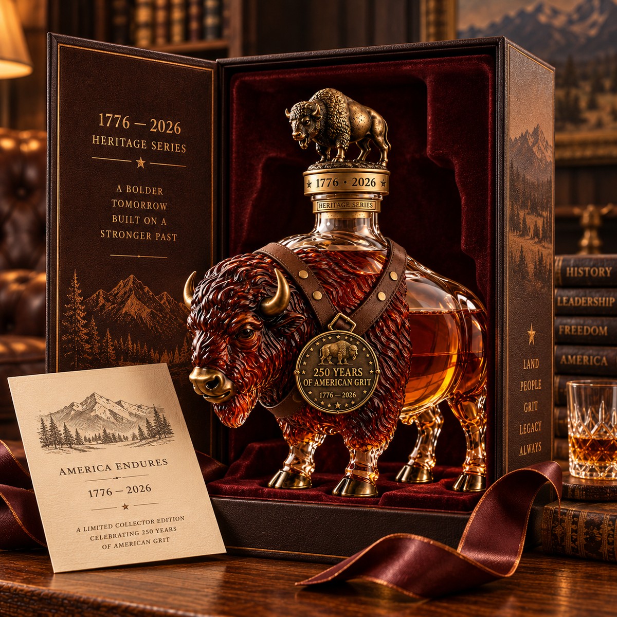 American Bison Heritage Decanter in presentation gift box