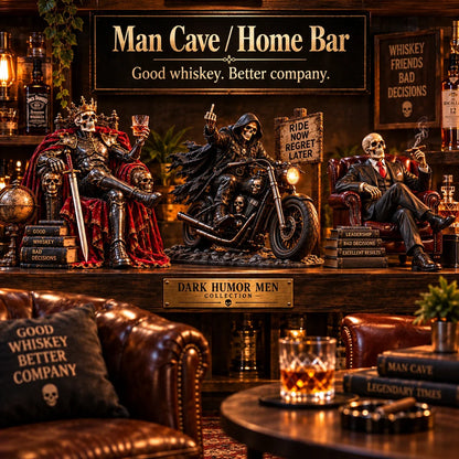 💀🔥 Bad to the Bone – 6 Dark Humor Skeleton Collectibles for Men, Man Cave Decor & Unique Gifts 🎁