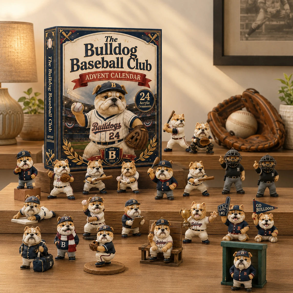 Bulldog Baseball Club Advent Calendar with ornaments