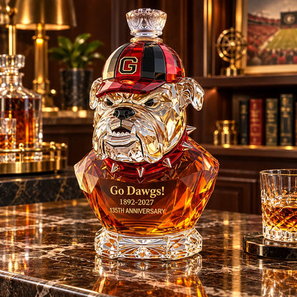 🏈🐾 Bulldog Legacy Whiskey Decanter – Crystal-Style Football Collector’s Bottle & Unique Gift for Him 🥃