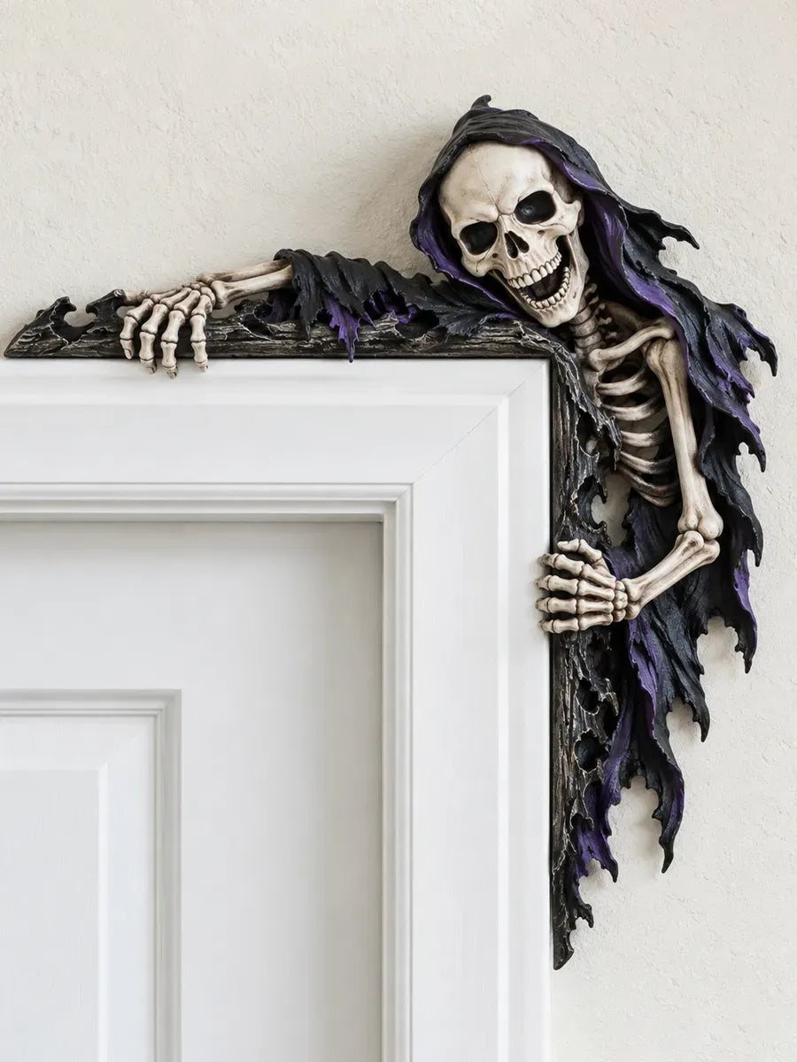 💀🚪 Creeping Reaper Corner Accent – Gothic Doorway Peeker for Halloween & Horror Décor