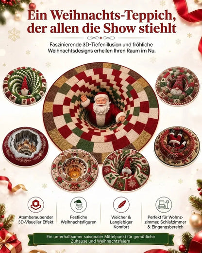 🎄3D-Weihnachtswichtel-Teppich mit optischer Täuschung | Lustige, festliche Must-have-Wohndeko⭐🏠🎁