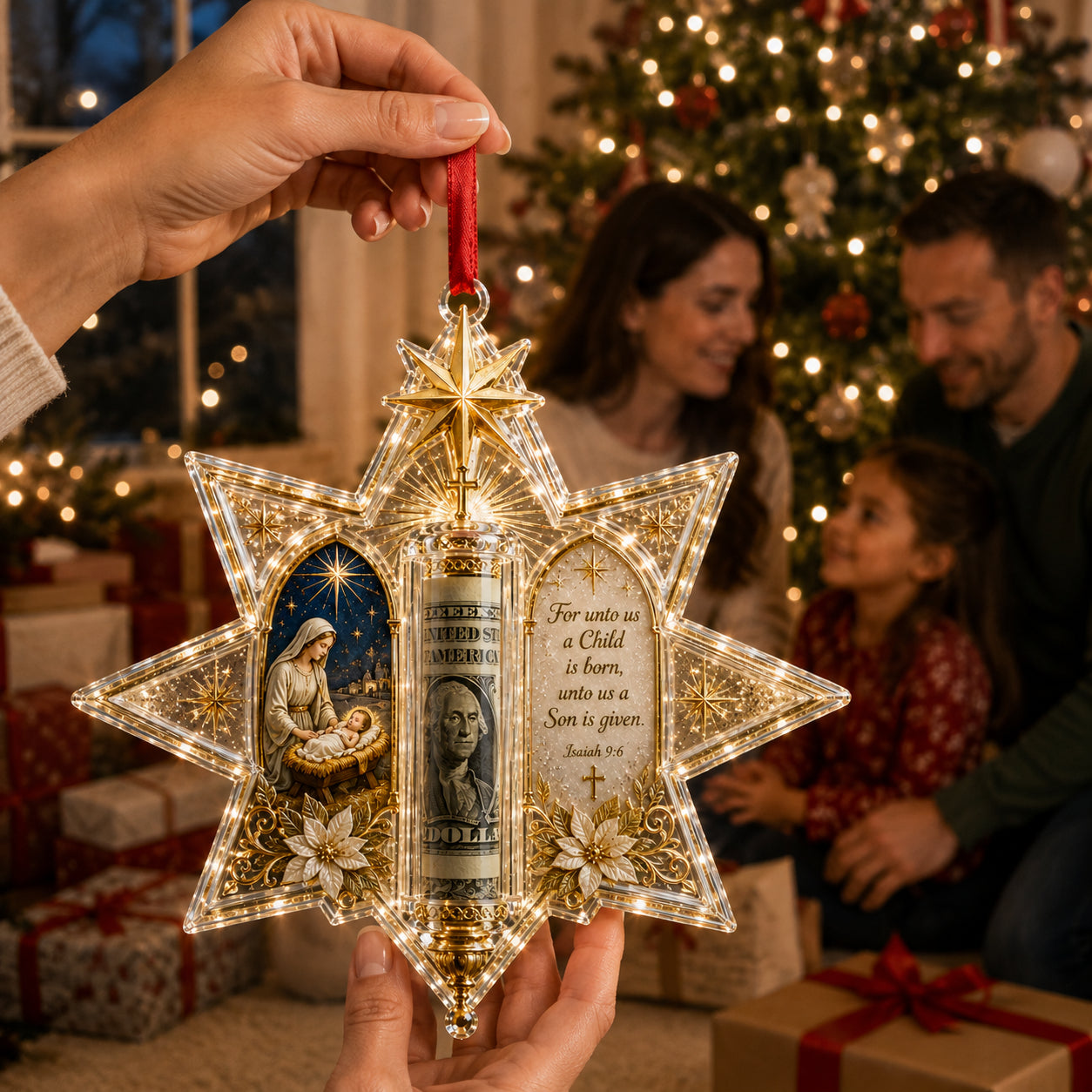 Christian Cash Gift Christmas Ornament – Faith-Inspired Money Holder Keepsake