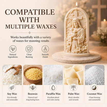 ⏳ Last Day 49% OFF ✝️ 2-Piece Good Shepherd Jesus 3D Candle Mold Set | Sculpted Cross, Lamb & Floral Relief for Faith-Inspired Handmade Candles 🕯️✨