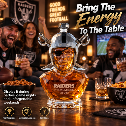 Raiders 65th Anniversary Collector Whiskey Bottle