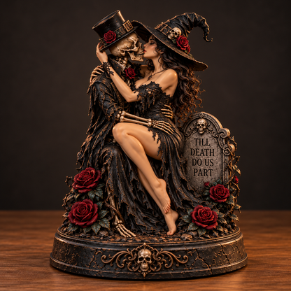 🖤🥀 Till Death Do Us Part – Gothic Witch & Skeleton Lovers Statue
