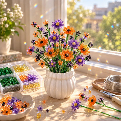 DIY Beaded Wildflower Bouquet Kit – Handmade Crystal Flower Craft Set