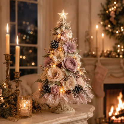 Blush Bloom Pre-Lit Floral Christmas Tree