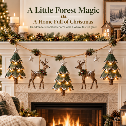 🦌 Lighted Woodland Christmas Garland