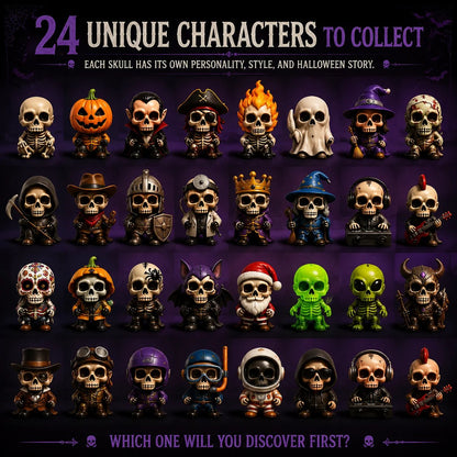 2026 Skull Halloween Advent Calendar | 24 Unique Collectible Skull Characters with Vampire, Pirate, Wizard & Monster Designs 🎃