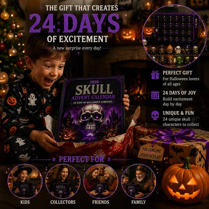 2026 Skull Halloween Advent Calendar | 24 Unique Collectible Skull Characters with Vampire, Pirate, Wizard & Monster Designs 🎃