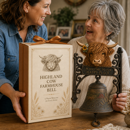 🐂🔔Highland Cow Farmhouse Welcome Bell