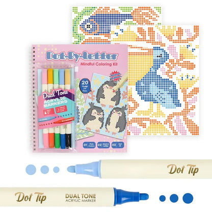 🎨📖Dot-By-Letter Mindful Coloring Kit - Stress Relief Dot Marker Art Set with 10 Vibrant Colors & 20 Hidden Scene(📦Buy 2 Free Shipping)