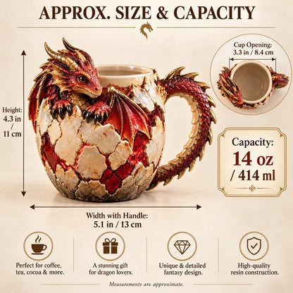 🐉 Dragonbound Realms™ Sculpted Dragon Mug Collection | 6 Fantasy Realm Designs with Raised 3D Dragon Details ☕