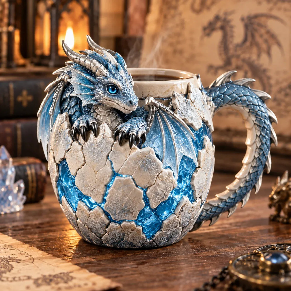 🐉 Dragonbound Realms™ Sculpted Dragon Mug Collection | 6 Fantasy Realm Designs with Raised 3D Dragon Details ☕