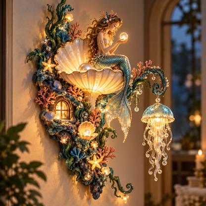 ✨ Mermaid Pearl Glow Wall Light – Ocean-Inspired Coastal Decor 🧜‍♀️🐚
