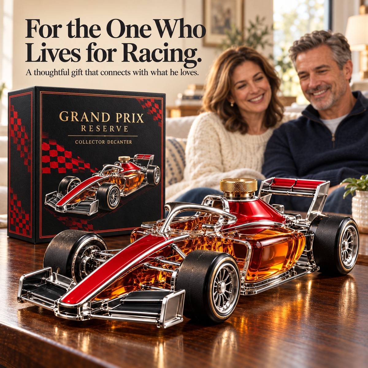 Open-Wheel Racing Car Whiskey Decanter – Collector Bottle & Gift for Motorsport Fans