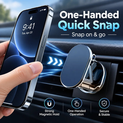 🔄Foldable metal magnetic car phone holder - 360° rotating