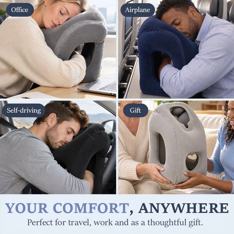 🛫 Ultra-Light Foldable Inflatable Travel Pillow | Portable Neck, Face & Arm Support for Trips 💤❤️