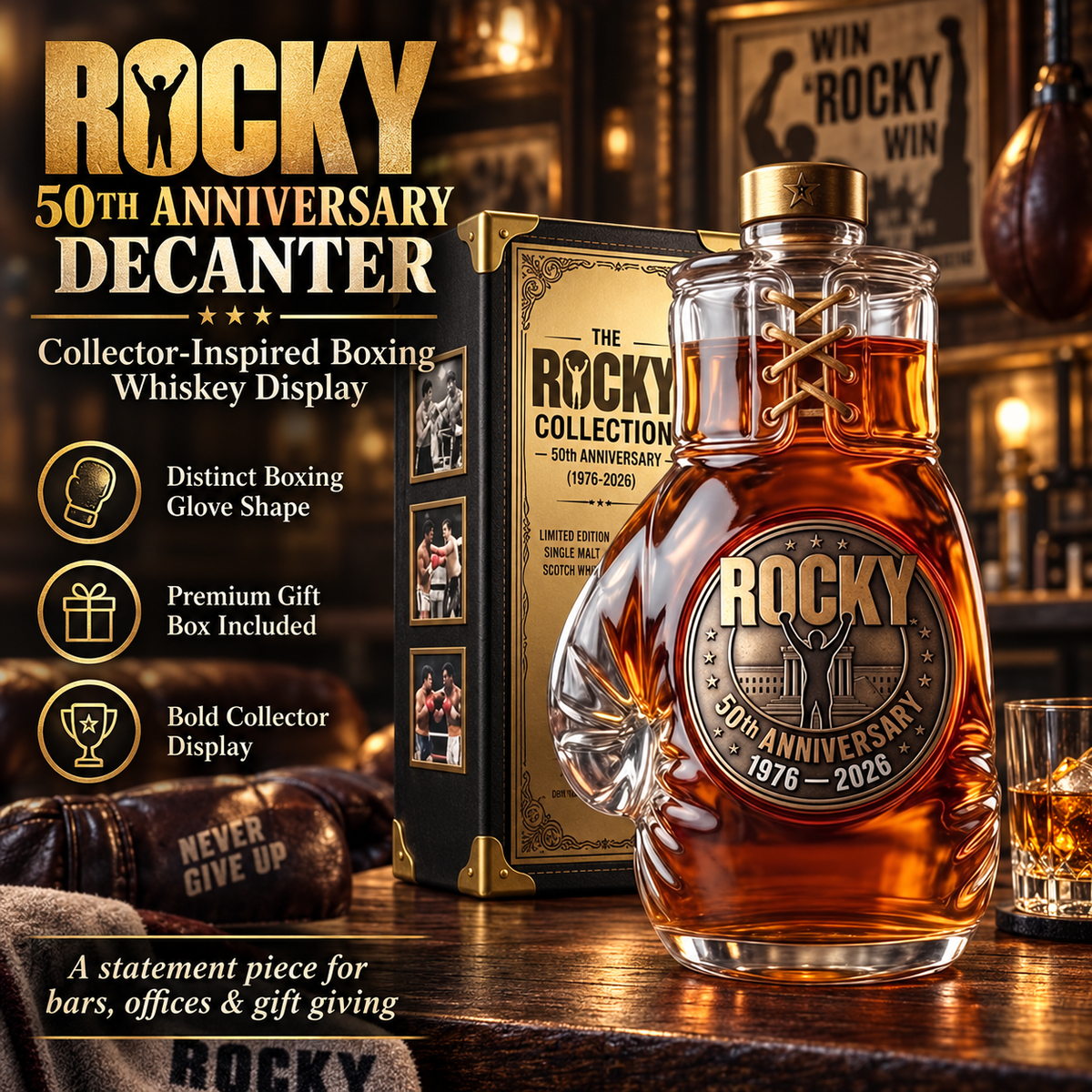 Rocky 50th Anniversary Boxing Glove Whiskey Decanter
