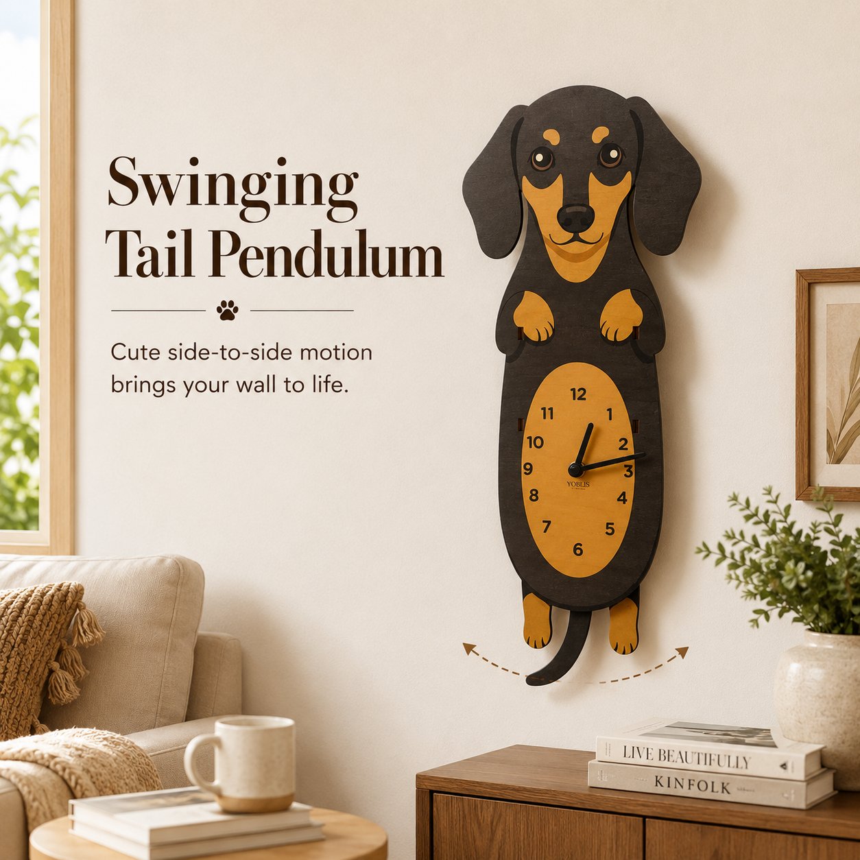 Swing Tail Dachshund Wooden Wall Clock 🐶
