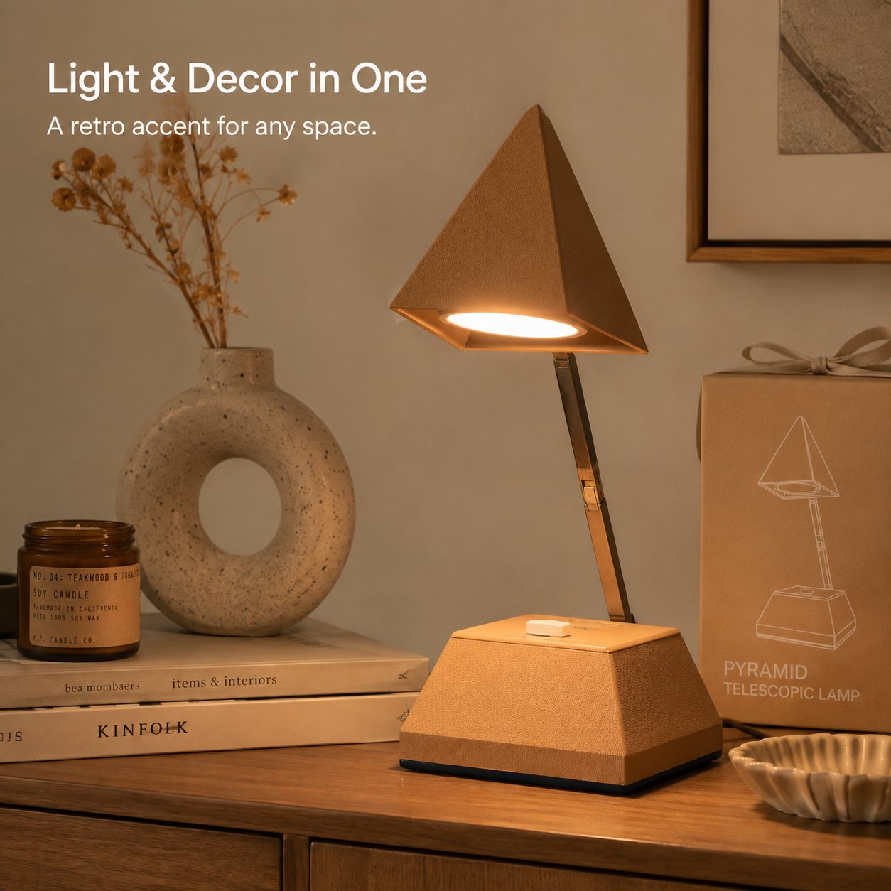 💡 Pyramid Telescopic Desk Lamp|Height Adjustable Foldable Decor Lamp for Bedroom & Study Room Lovers