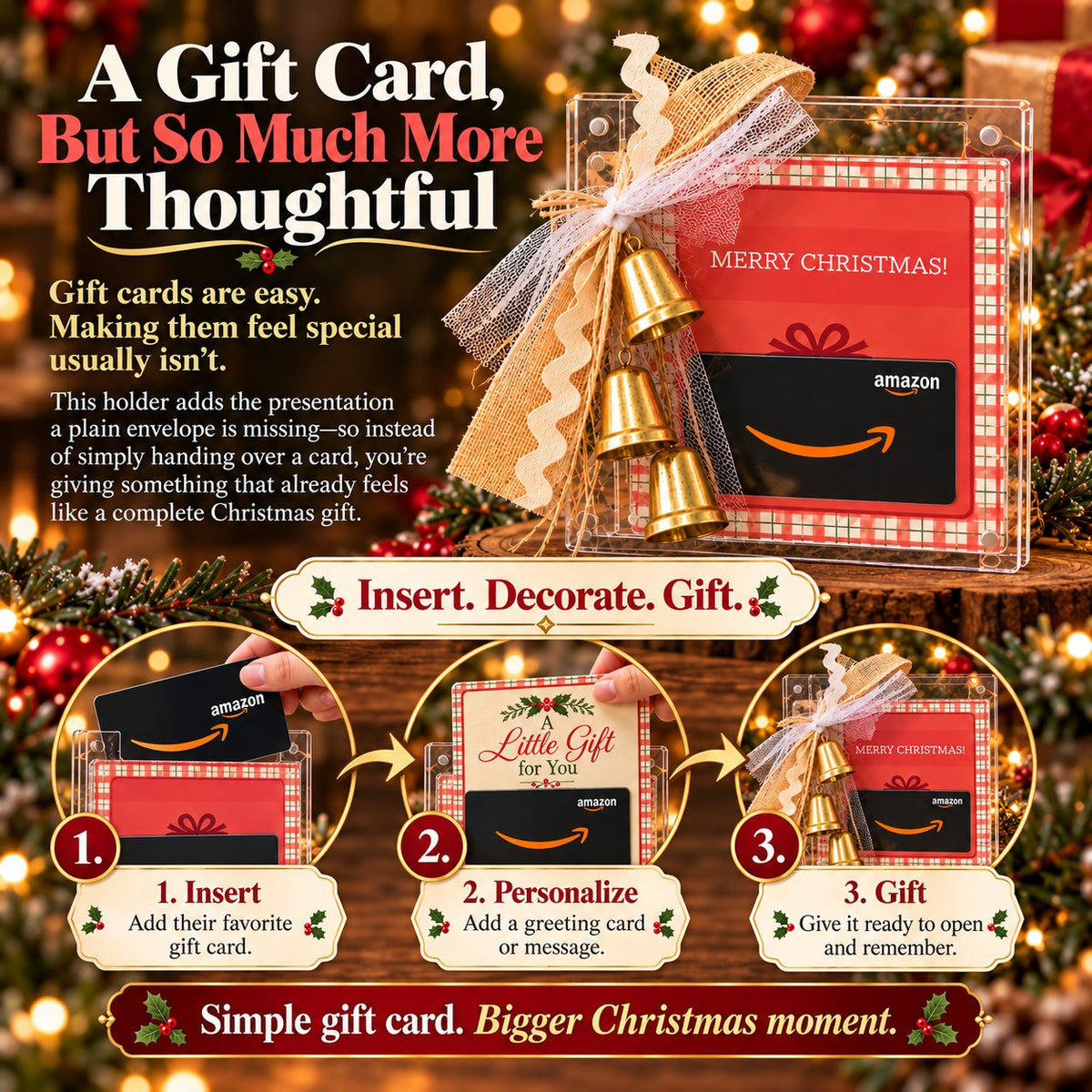 Thoughtful Christmas gift card presentation