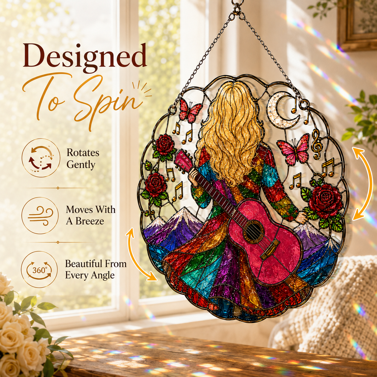🎶✨Let the Music Shine – Country Music Inspired Stained Glass Suncatcher