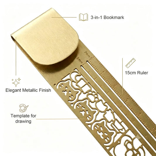 🐱✨ Cat Lover’s 3-in-1 Metal Bookmark Ruler | Bookmark, Ruler & Coloring