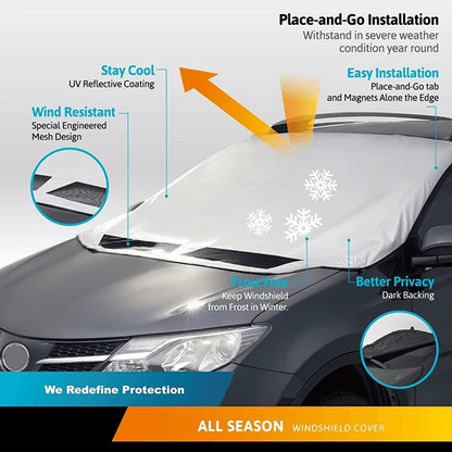 ⏰Windshield Anti-Snow & Anti-Frost Cover with Mirror Protection – Ready-to-Drive in Any Weather!